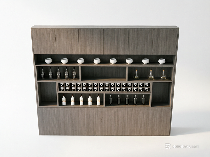 Modern Grey Wood Grain Wine Cabinet Restaurant Furniture texture