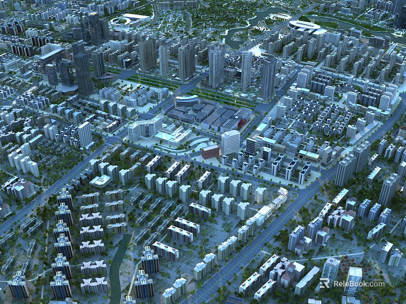A bird's-eye view of the architectural scene of the modern city texture