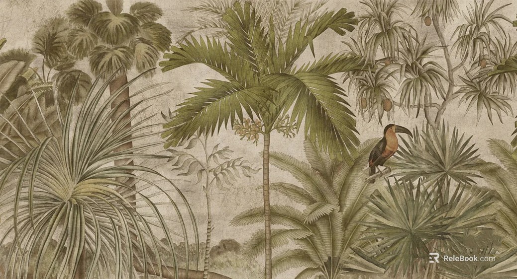 Warm Yellow Tropical Plant Mural texture