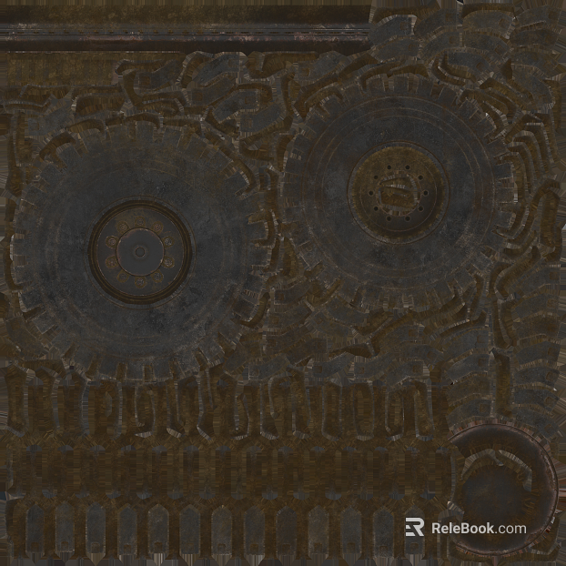 Dark Brown Old Gear Metal Map texture
