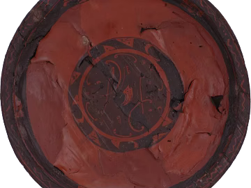 Red and black classical lacquer decorative plate 3d model