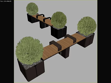 Light green shrub public leisure wood bench texture (ID:ffaeh085736)