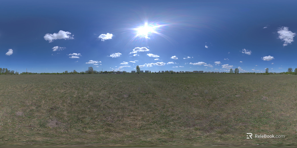 HDR lawn white clouds clear sky texture