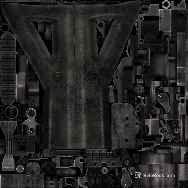 Deep gray old metal industrial machinery components texture