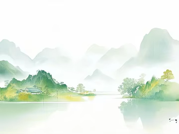 Green Ink Landscape Decorative Painting texture (ID:ffaeh265196)