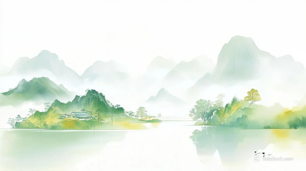 Green Ink Landscape Decorative Painting texture