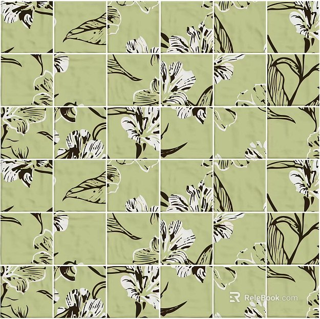 French Middle Green Small Square Tile texture