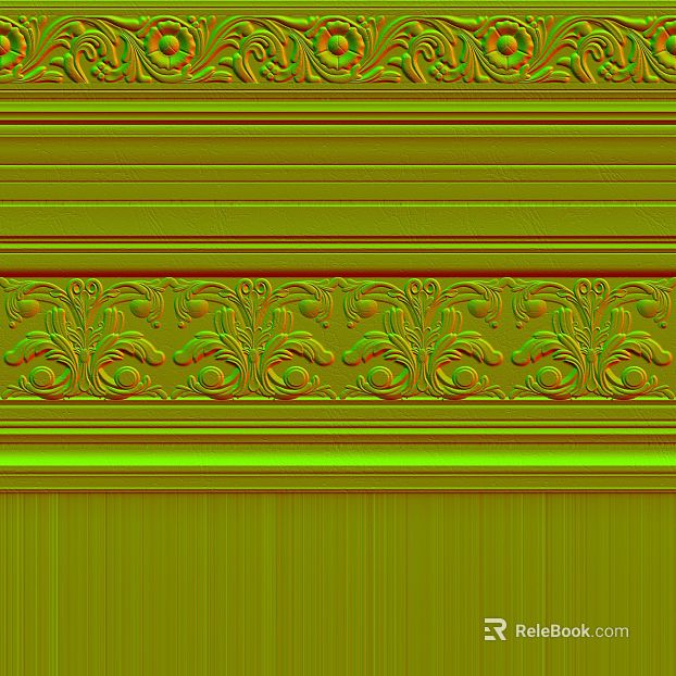 Yellow-green European-style carved wall line texture