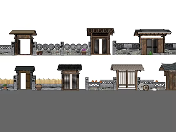 Chinese Antique Wooden Door Courtyard Wall Components texture (ID:ffaeh733101)