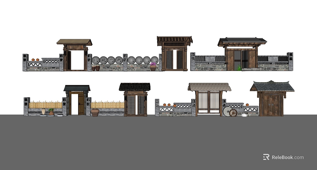 Chinese Antique Wooden Door Courtyard Wall Components texture