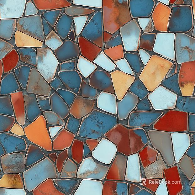 Blue Red Orange Mosaic Ceramic Wall texture