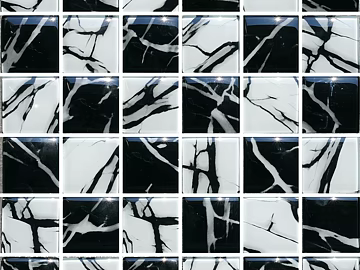 Black and white marble stone mosaic texture (ID:ffach088556)