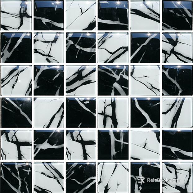 Black and white marble stone mosaic texture