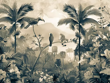 European Literary Plants Tropical Rainforest Wallpaper texture (ID:ffach733206)