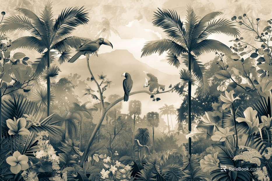 European Literary Plants Tropical Rainforest Wallpaper texture