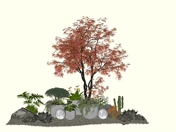 Red Maple Garden Plant Combination texture (ID:ffaeh053984)