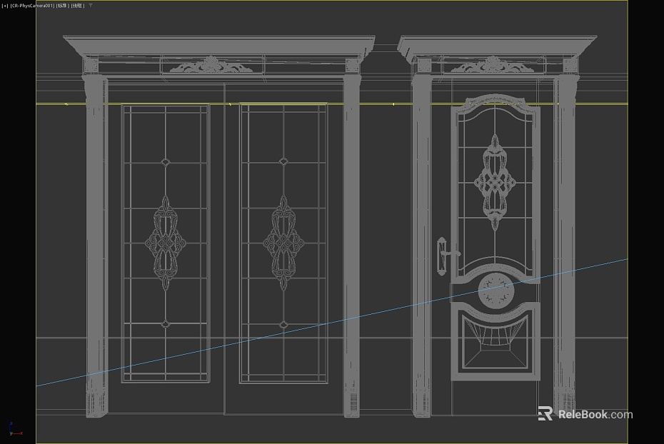 Retro style glass door double door texture