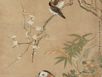 Flower and Bird Hanging Painting Art Hanging Painting Traditional Chinese Painting Ancient Painting Abstract Hanging Painting Map 3d model