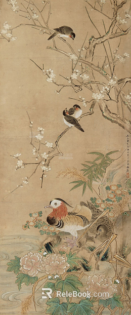 Flower and Bird Hanging Painting Art Hanging Painting Traditional Chinese Painting Ancient Painting Abstract Hanging Painting Map texture