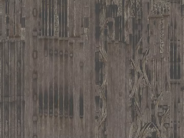 Dark gray vintage metal carved building exterior 3d model