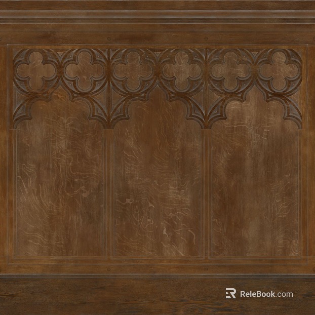 Retro brown carved wooden wall panel texture