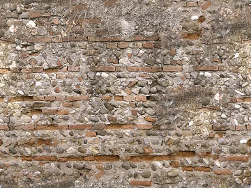 Old and Damaged Outdoor Building Rock Stone Wall Tile texture (ID:ffach250250)