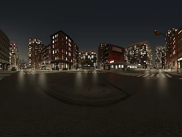 Night City Street Intersection HDR texture (ID:ffach561688)