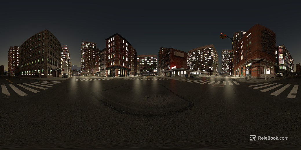 Night City Street Intersection HDR texture