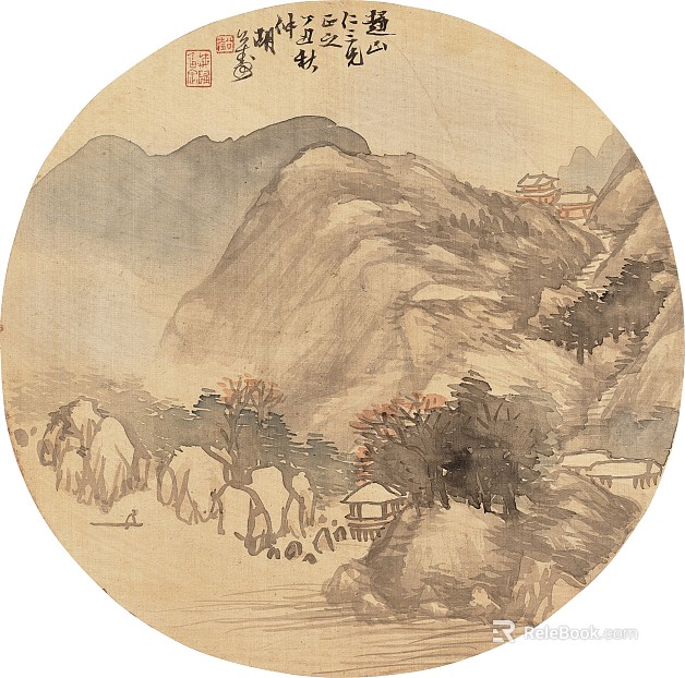 Modern New Chinese‑style decorative painting: ink wash landscape hanging scroll in an antique aesthetic texture