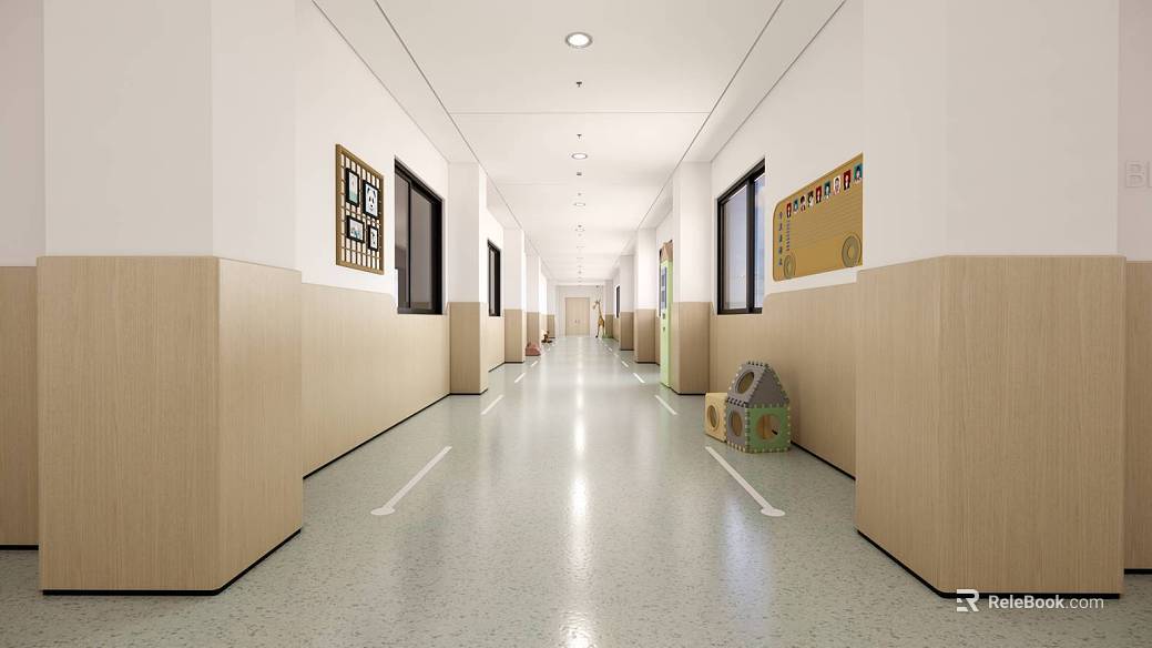Light gray terrazzo kindergarten corridor ground texture