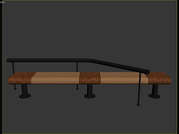 Light log color outdoor public bench 3d model