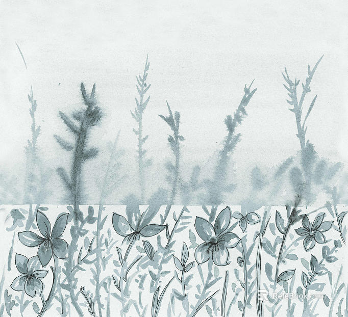 Plant Pattern Blue Wallpaper texture