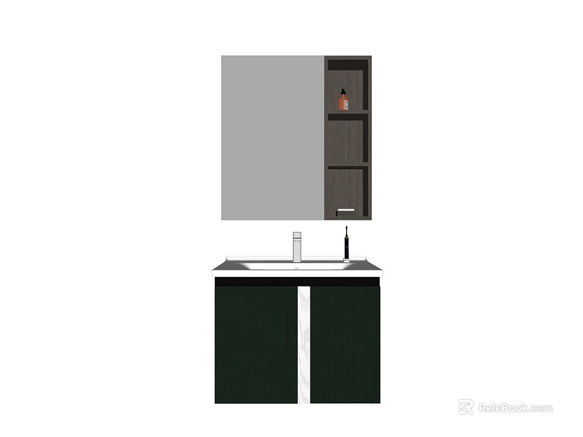 Modern dark green wood grain bathroom cabinet combination texture
