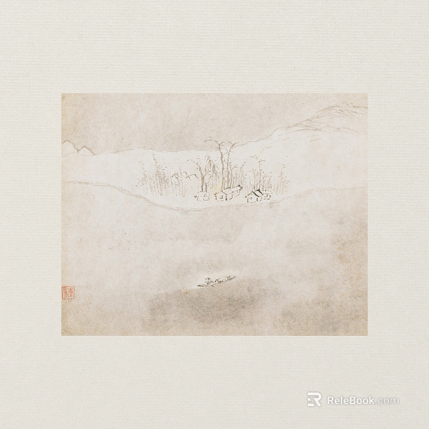 Ink and wash style light gray landscape decorative painting texture