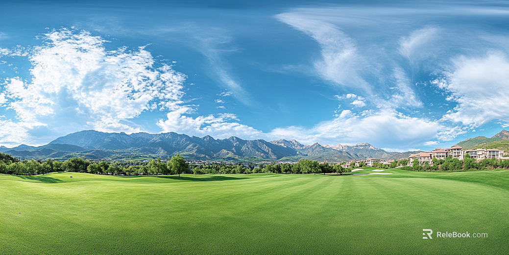 Blue Sky White Clouds Far Mountain HDR Panorama texture