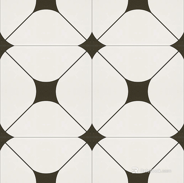 Black and white geometric French retro tiles texture