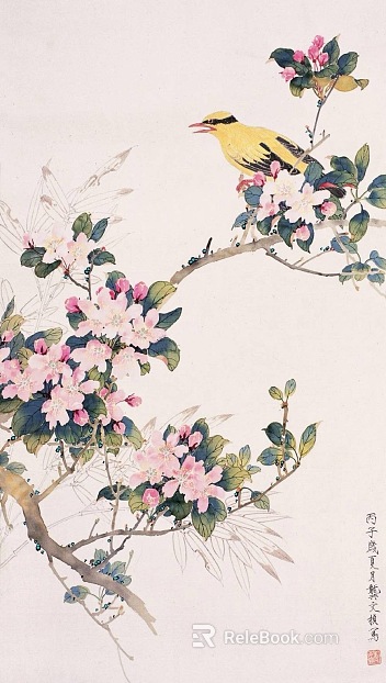 Chinese flower and bird painting texture