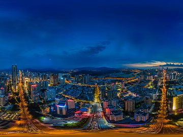 City bird's eye view of night HDR texture (ID:ffach837806)