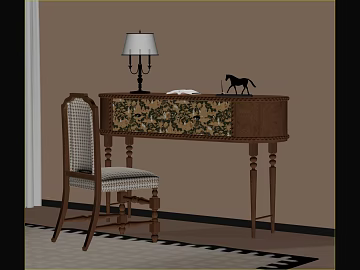 Retro Walnut Desk Dining Chair texture (ID:ffaeh396801)