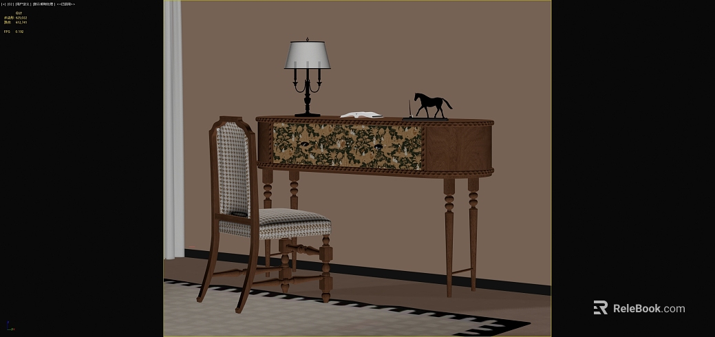 Retro Walnut Desk Dining Chair texture