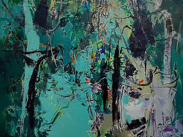 Green abstract texture oil painting (ID:ffach533036)
