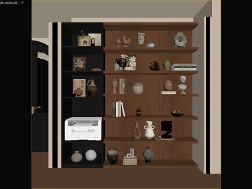 Deep Walnut Study Display Storage Cabinet texture (ID:ffaeh561824)