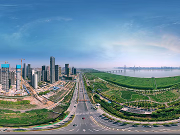 HDR city road traffic panorama texture (ID:ffach203103)