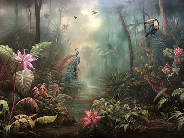 Tropical Rainforest Wallpaper Wallpaper Animal and Plant Wallpaper texture (ID:ffach713484)