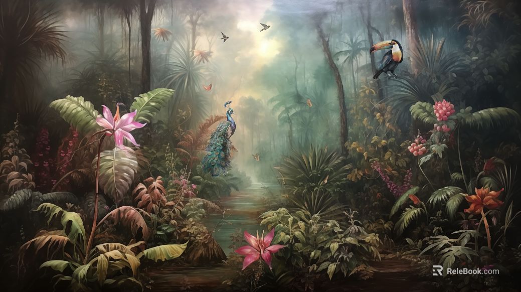 Tropical Rainforest Wallpaper Wallpaper Animal and Plant Wallpaper texture