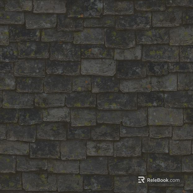 Green gray slate tile roof building materials texture
