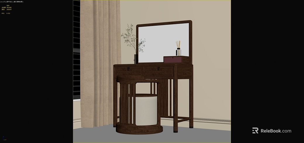 New Chinese Style Deep Walnut Dresser texture