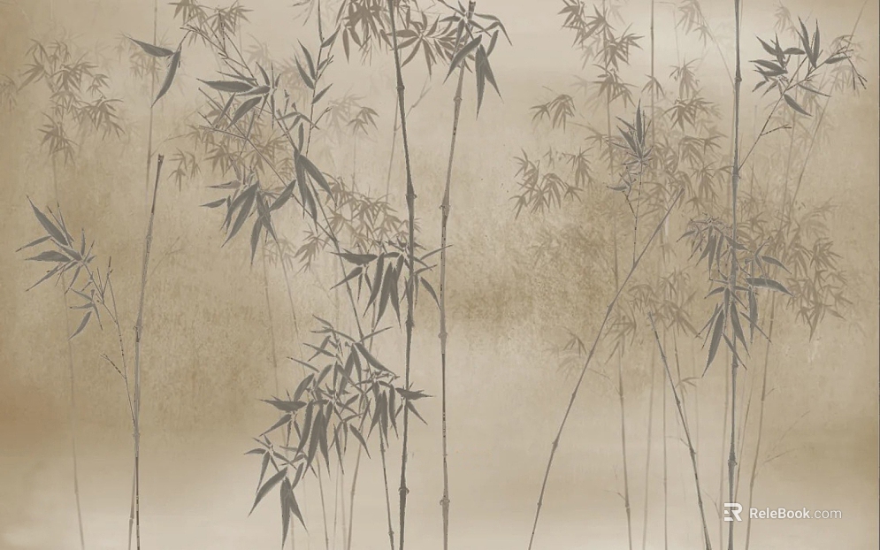 New Chinese Beige Bamboo Pattern Wallpaper Background Wall texture