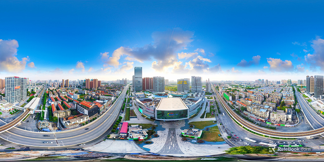 HDR City Commercial Street Panorama texture