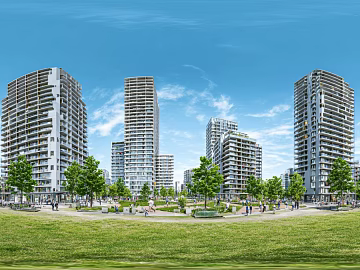 Clean atmosphere community green space panorama texture (ID:ffach173638)